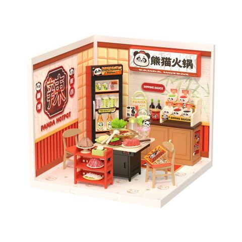 RoboTime 3D-Puzzle Miniaturhaus Asiatisches Bistro Panda Hot Pot